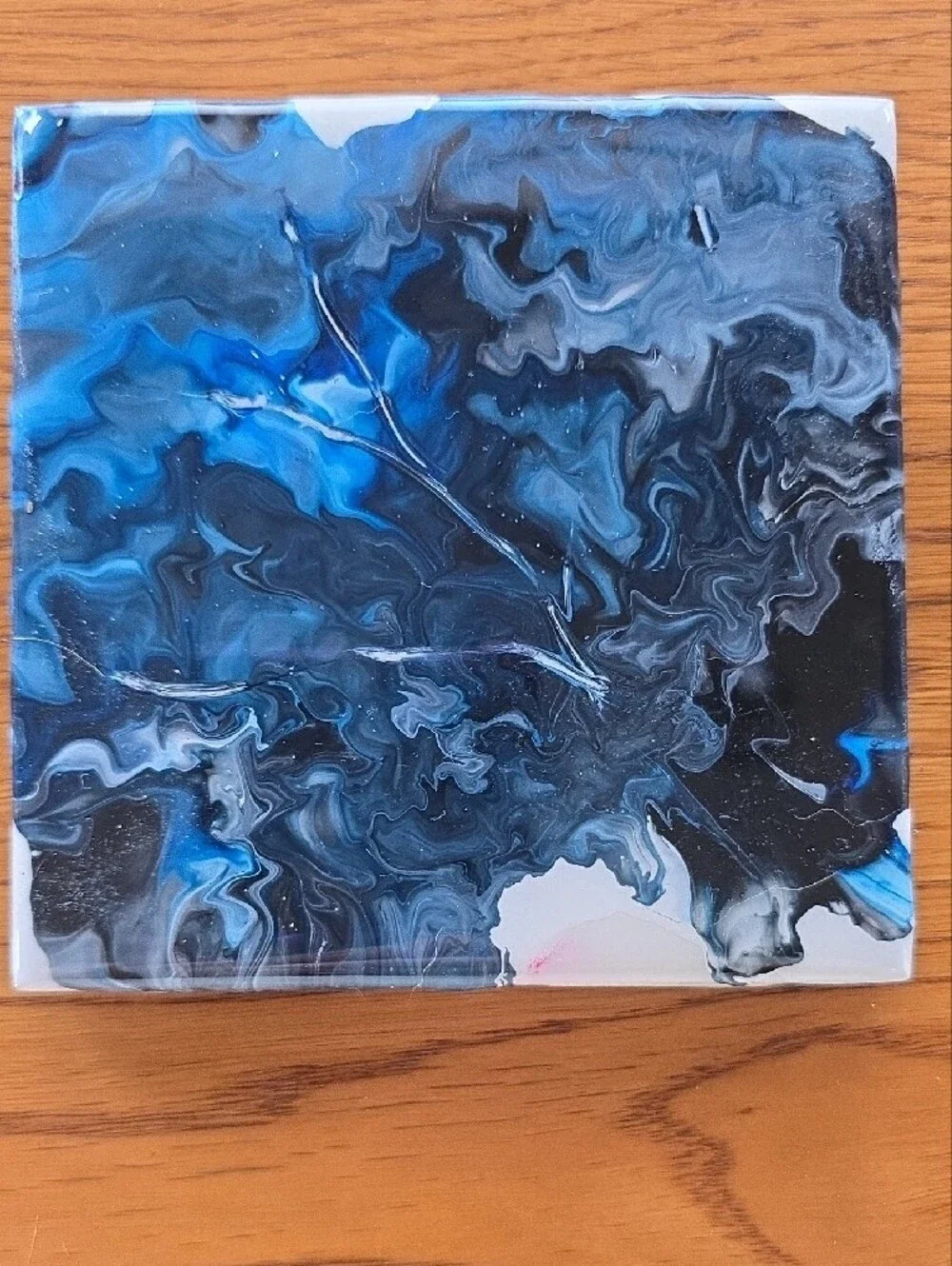 Hand Crafted Blue and Black Abstract Coaster Set